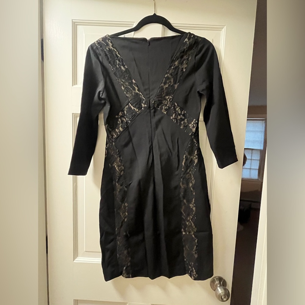 Rickie Freeman for Teri Jon dress, black with nude , size 8